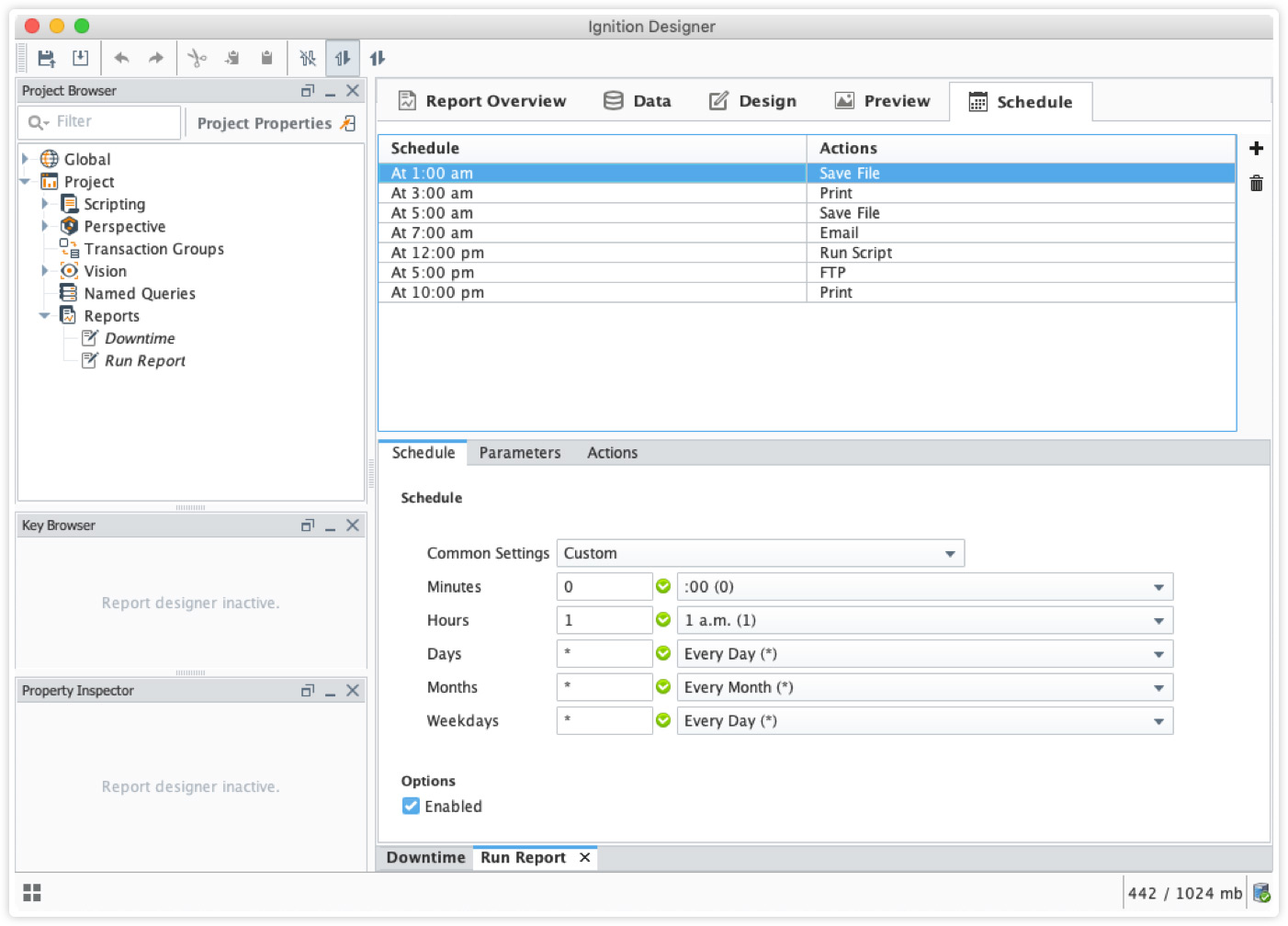 Automated reporting screen