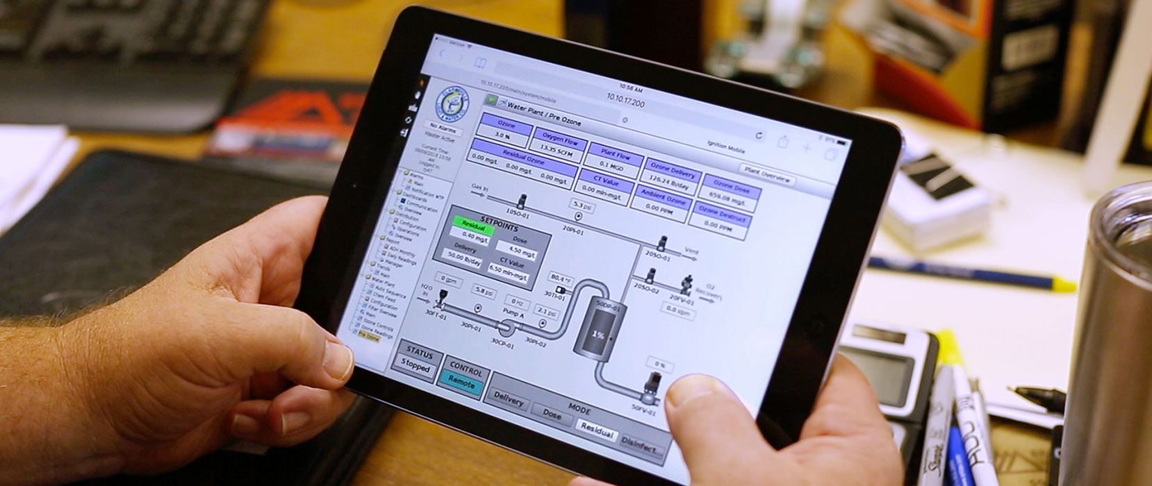 A tablet with modern SCADA HMI design